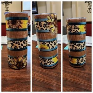 Burlap sunflower tumbler